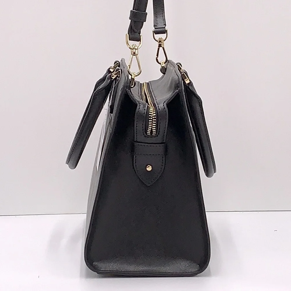 KATE SPADE Madison Saffiano Leather Medium Satchel BLACK COLOR